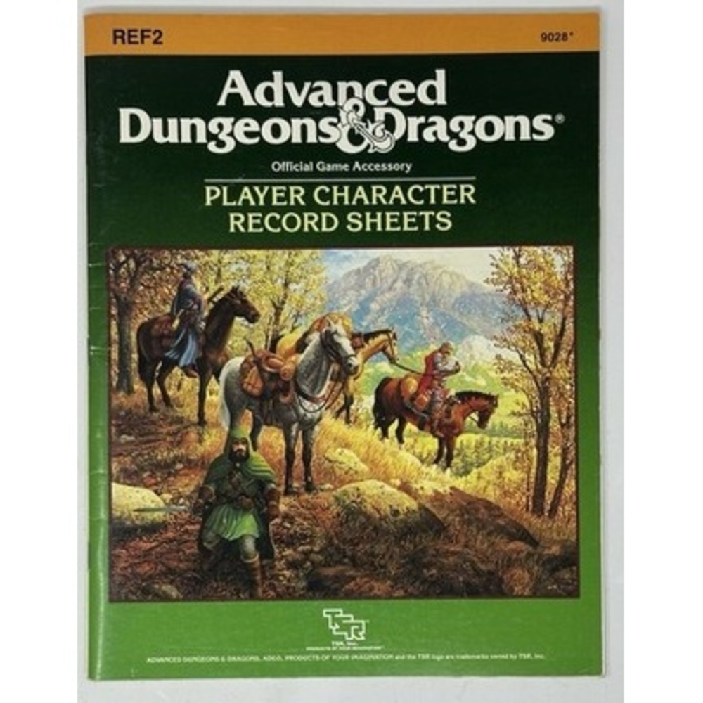 TSR AD&D Advanced Dungeons & Dragons Player Character Sheets REF2 9028 Gaming